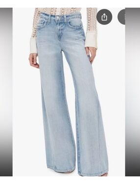 L'Agence Beau Wide Leg Jeans - Light Blue Size 25 32" Low Ride